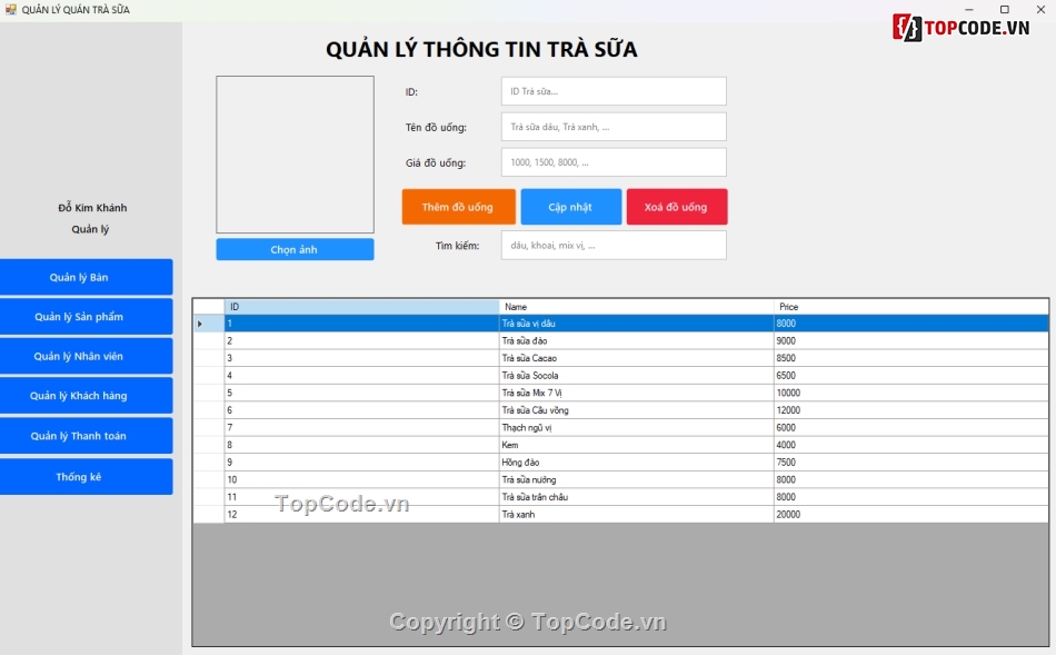 Quản lý quán cafe,Quản lý quán trà,quản lý trà sữa